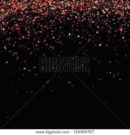Red Confetti Isolated on Black Background. Abstract Red Parts.