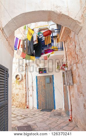Alleyway. Polignano a mare. Puglia. Southern Italy.