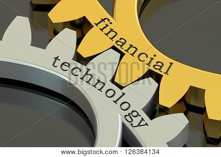 Financial Technology concept on the gearwheels 3D rendering