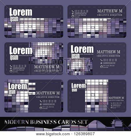 Vector Set of business cards - gray purple