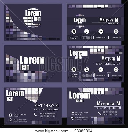 Vector Set of business cards - gray purple
