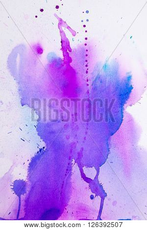 colorful watercolor stains and streaks on a white background