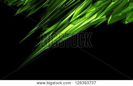 Abstract 3d rendering of chaotic surface. Background with futuristic polygonal shape. Noisy low poly glossy object.