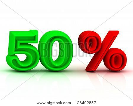 50 PERSENT business icon discount green and red keywords isolated on white background