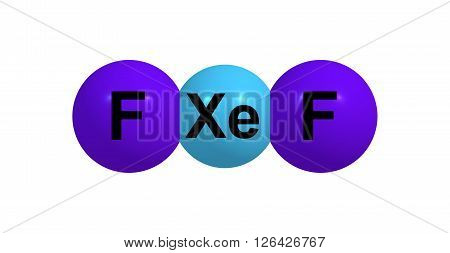 Xenon difluoride is a powerful fluorinating agent with the chemical formula and one of the most stable xenon compounds. 3d illustration