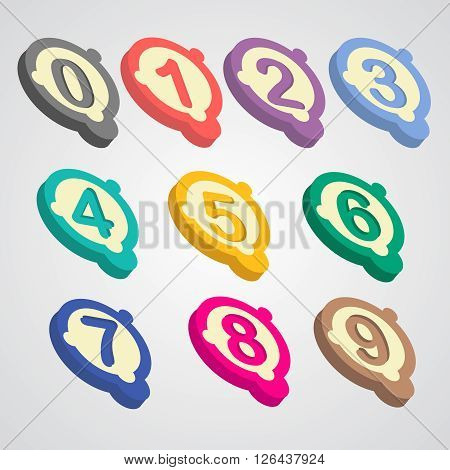 Collection of the isometric numbers. Vector illustration 3d numbers