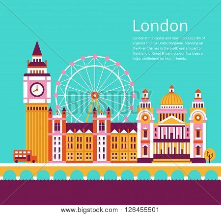 London City architecture vector illustration. Travel and tourism background.
