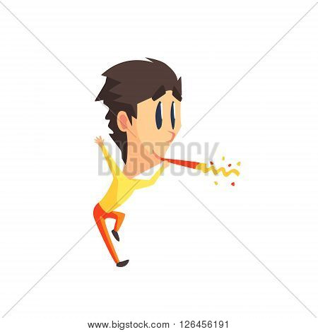 Black Hair Male Character With Firecracker Primitive Geometric Design Flat Isolated Vector Image