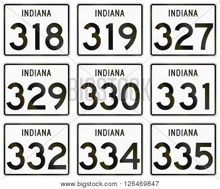 Collection Of Indiana Route Shields Used In The United States