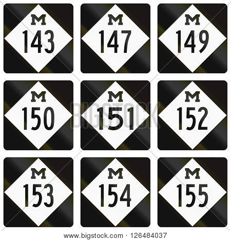 Collection Of Michigan Route Shields Used In The United States