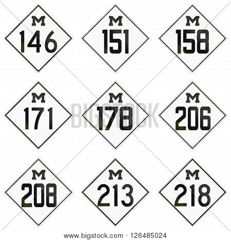 Collection Of Historic Michigan Route Shields Used In The United States