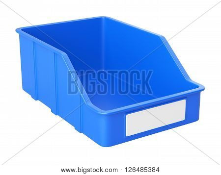 Empty plastick box for parts. Isolated on a white background 3d image