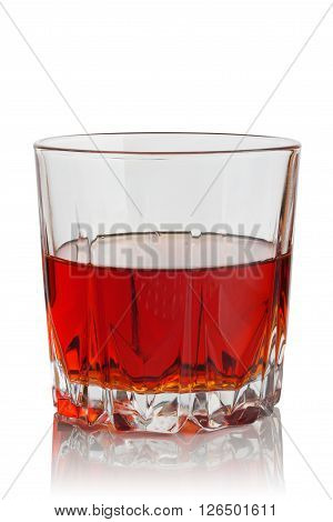 glass of brandy on a white background