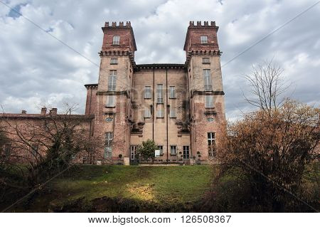 ROBECCO ITALY - FEBRUARY 22 2016: Archinto Palace ancient XVII building the facade over the Naviglio Grande canal