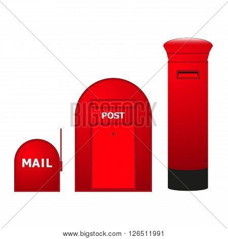Vector image of three mailboxes. Isolated on white background.