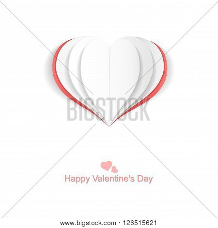 Happy Valentines Day - Paper heart. Vector background.