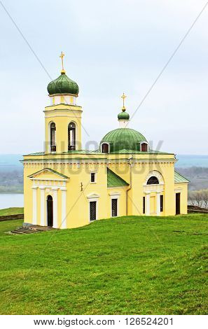 Old church in Khotyn, Western Ukraine in the springtime