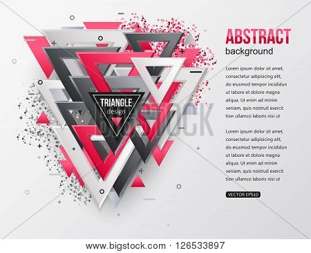 Abstract background with multicolor 3d triangles. Computer, technology business background. Vector illustrator.