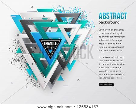 Abstract background with multicolor 3d triangles. Computer, technology business background. Vector illustrator.