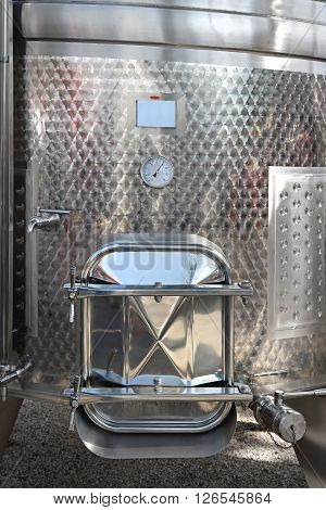 Door at Stainless Steel Vinificator Tank Cistern