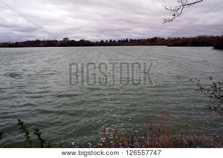 A view of Lake Renwick in the Lake Renwick Heron Rookery Nature Preserve in Plainfield, Illinois,