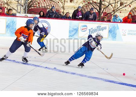 MOSCOW, RUSSIA - FEBRUARY 26, 2016: the final bandy tournament on Red Square