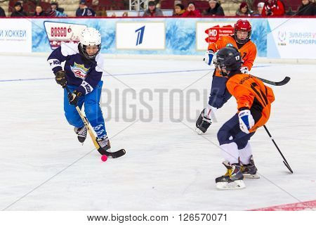 MOSCOW, RUSSIA - FEBRUARY 26, 2016: the final bandy tournament on Red Square