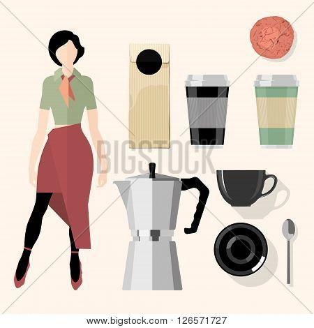 Coffee. Kitchen, bar, restaurant design elements. Vector Set