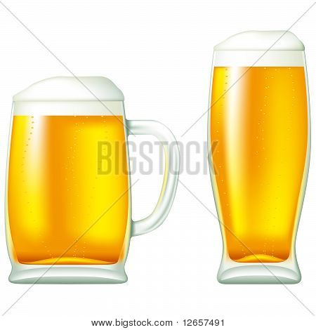 Birra in vetro e mug