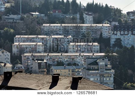 Residential buildings in the mountainous areas of Sochi. Russia