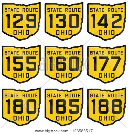 Collection Of Historic Ohio Route Shields From 1920 Used In The United States