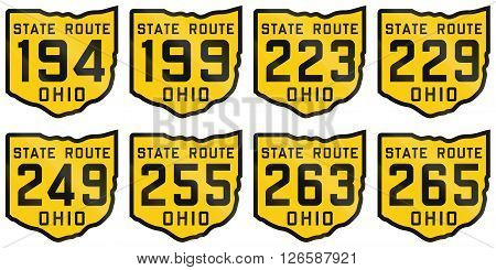 Collection Of Historic Ohio Route Shields From 1920 Used In The United States