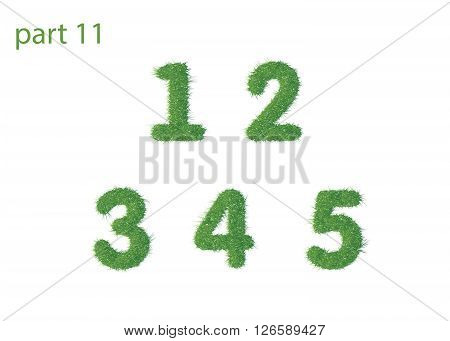 numbers one two three four five texture green grass vector illustration