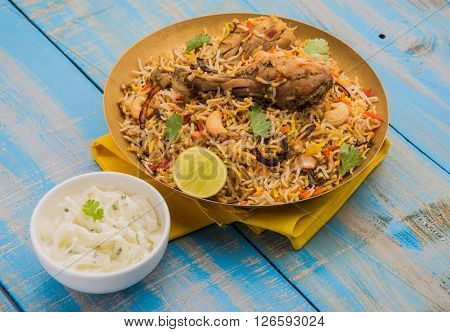 chicken biryani with leg piece, a favourite non veg dish in india