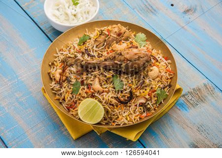 chicken biryani with leg piece, a favourite non veg dish in india