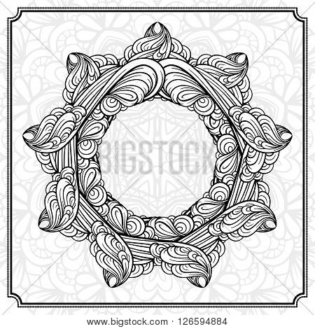 Vector absrtact floral elements black and white frame. EPS 8