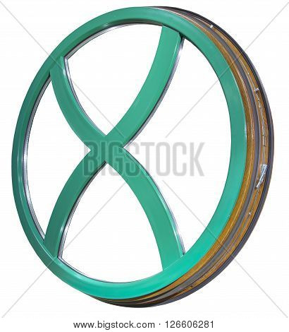 round window wooden house with glass on a white background