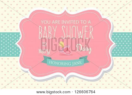 Cute Baby Shower Invitation Card Design Template