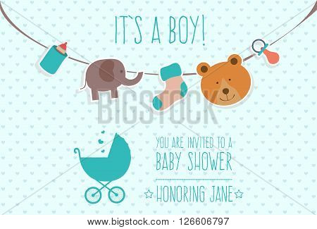 Cute Baby Shower Invitation Card Design Template