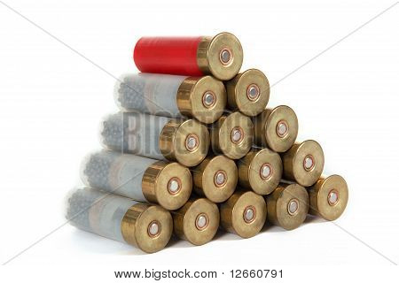 Het beeld van de jacht Cartridges, geïsoleerd op een witte achtergrond