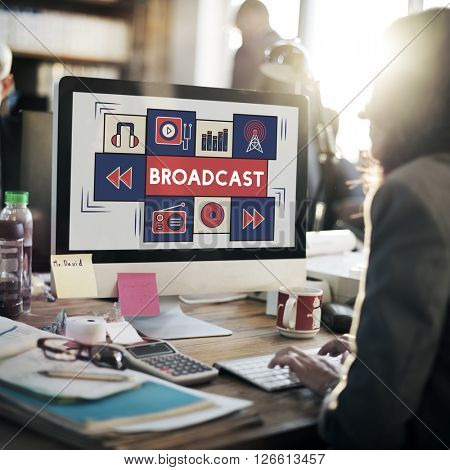 Broadcast Communicate Music Icon Connection Concept