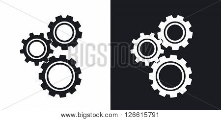 Gears or settings icon stock vector. Two-tone version on black and white background