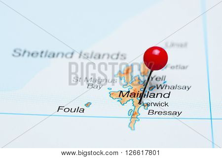 Lerwick pinned on a map of UK