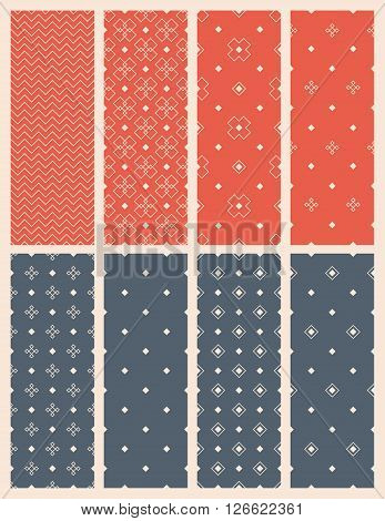 set of vector seamless patterns with geometric ornaments