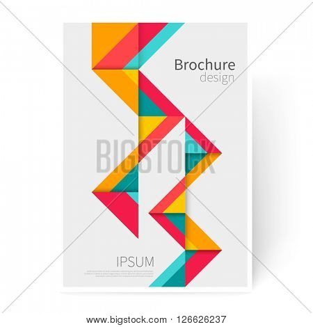Brochure, leaflet, flyer, cover template. Modern Geometric Abstract background red, yellow & blue triangles. minimalistic design creative concept stock-vector 10 EPS