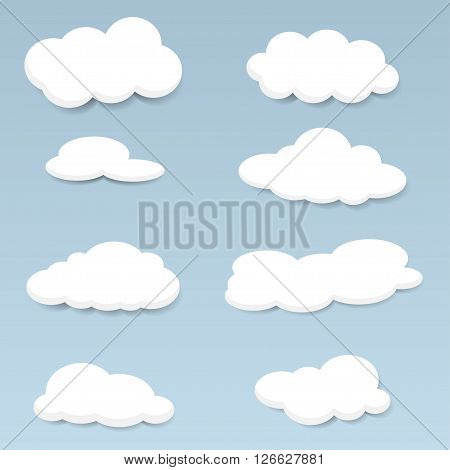 Vector clouds set isolated in blue sky