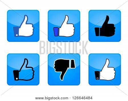 LIKE icon, hand icon . Vector. Thumms up.
