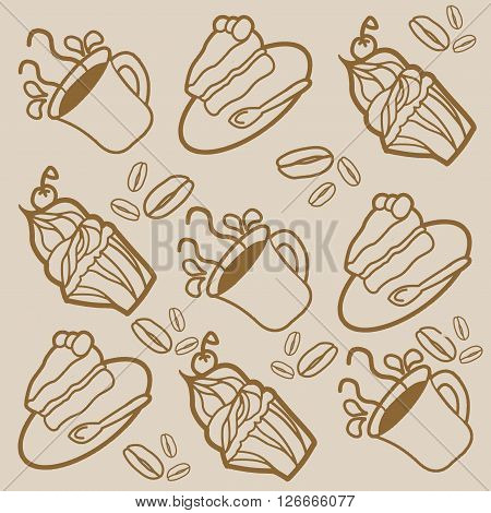 This is a coffee pattern, for yours Backgrounds.