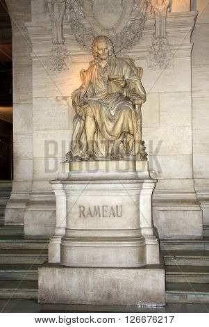 Paris, France - December 16, 2011: Statue Of Jean-philippe Rameau Inside Of Opera National De Paris