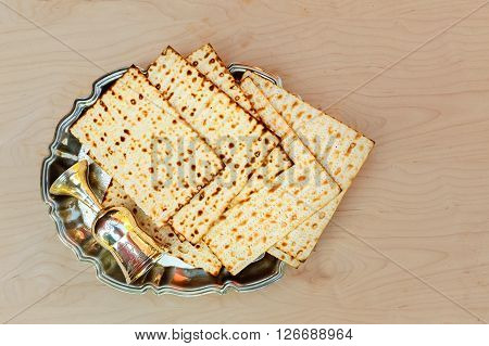 Matzo passover with wine and matzoh jewish passover bread Pesach Still-life with wine and matzoh